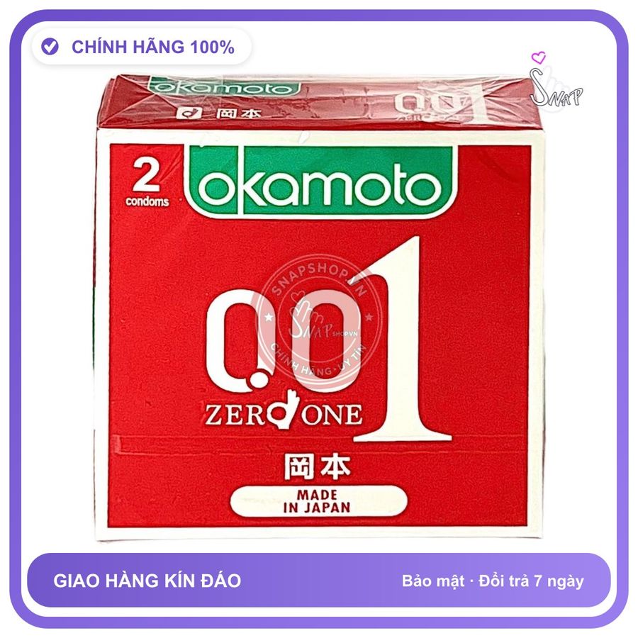Bao Cao Su Okamoto 001 Hộp 2 Cái chính hãng - siêu mỏng 0.01mm, siêu mỏng, hộp 4 cái - giao hàng che tên kín đáo