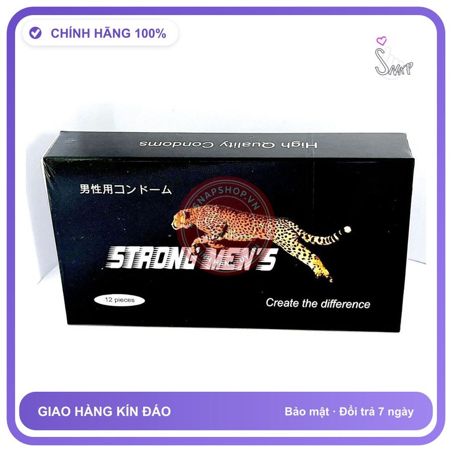 Bao Cao Su Strong Men S Hộp 12 Cái chính hãng - siêu mỏng 0.02mm, siêu mỏng, có gai nổi - giao hàng che tên kín đáo