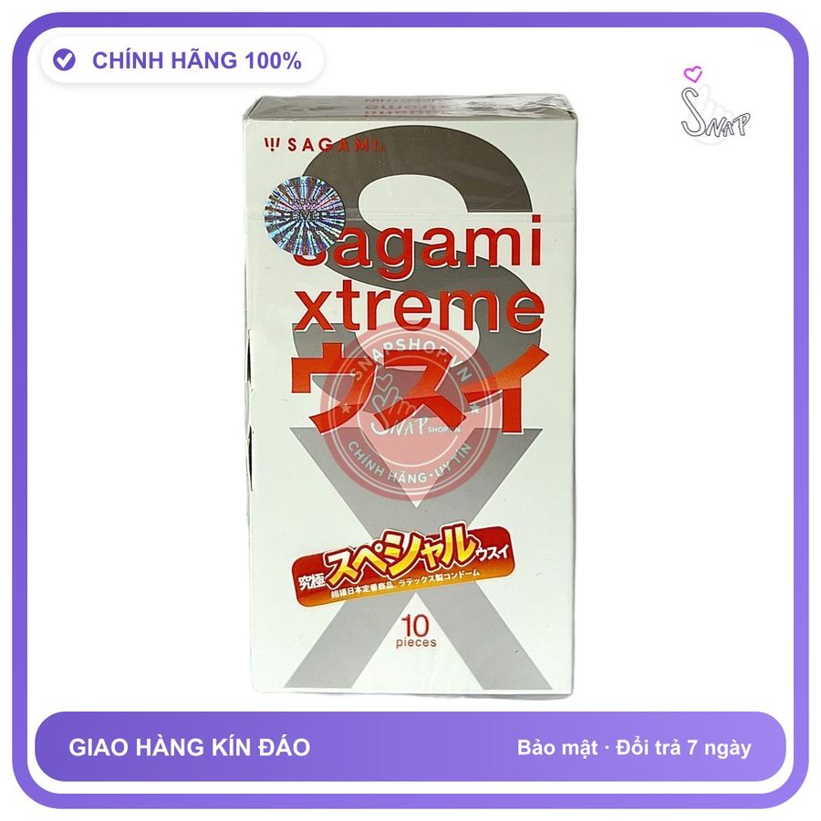 Bao Cao Su Sagami Trắng Cam Hộp 10 Cái chính hãng - ôm sát cảm giác thật, chất liệu latex an toàn, hàng nhập khẩu - giao hàng che tên kín đáo