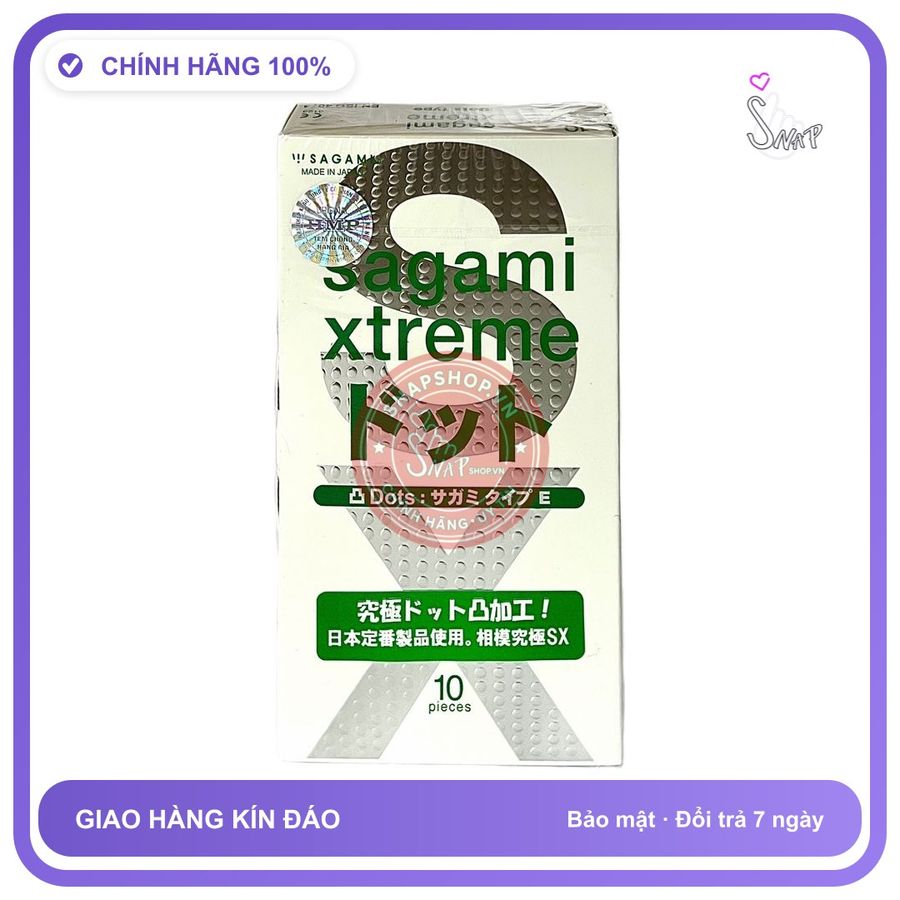 Bao Cao Su Sagami Trắng Xanh Hộp 10 Cái chính hãng - siêu mỏng, có gai nổi, nhiều gel bôi trơn - giao hàng che tên kín đáo