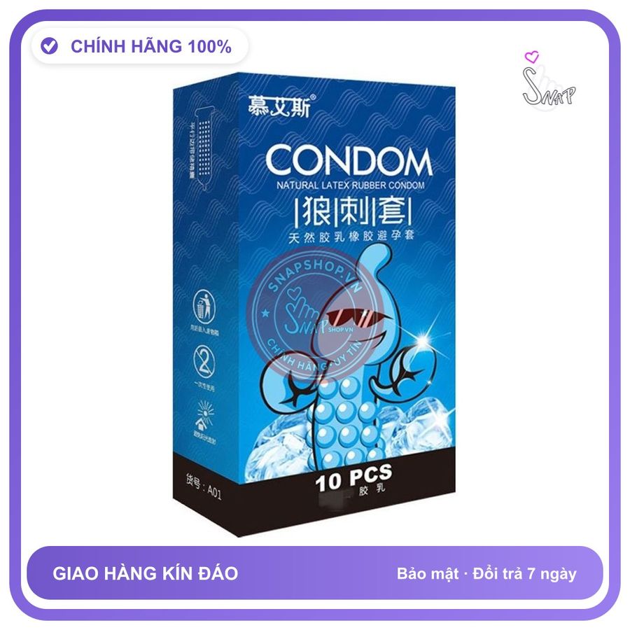 Bao Cao Su Lực Sĩ Lạnh Hộp 10 Cái chính hãng - có gai nổi, ôm sát cảm giác thật, chất liệu latex an toàn - giao hàng che tên kín đáo