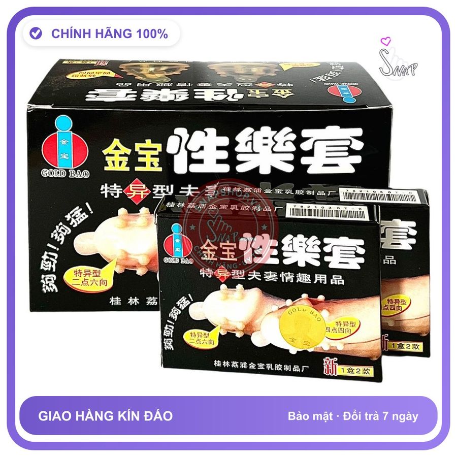 Bao Cao Su Gold Bi Hộp 20 Cái (Loại 1) chính hãng - có gai nổi, ôm sát cảm giác thật, chất liệu latex an toàn - giao hàng che tên kín đáo