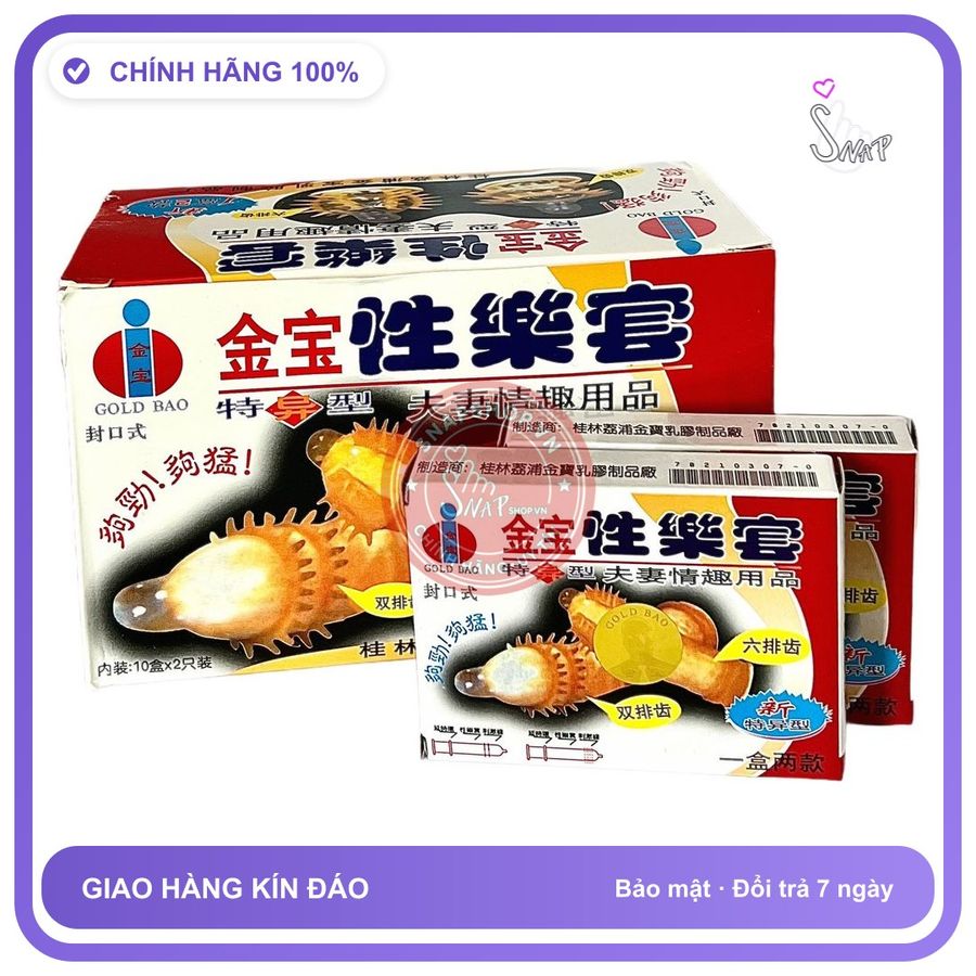 Bao Cao Su Gold Gai Hộp 20 Cái (Loại 1) chính hãng - có gai nổi, ôm sát cảm giác thật, chất liệu latex an toàn - giao hàng che tên kín đáo