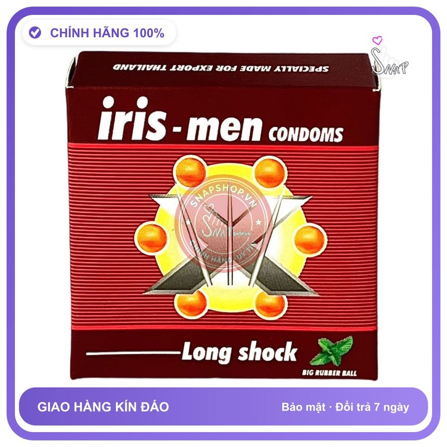 Bao Cao Su Iris Men 6 Bi Lớn Hộp 1 Cái chính hãng - siêu mỏng 0.02mm, có gai nổi, ôm sát cảm giác thật - giao hàng che tên kín đáo