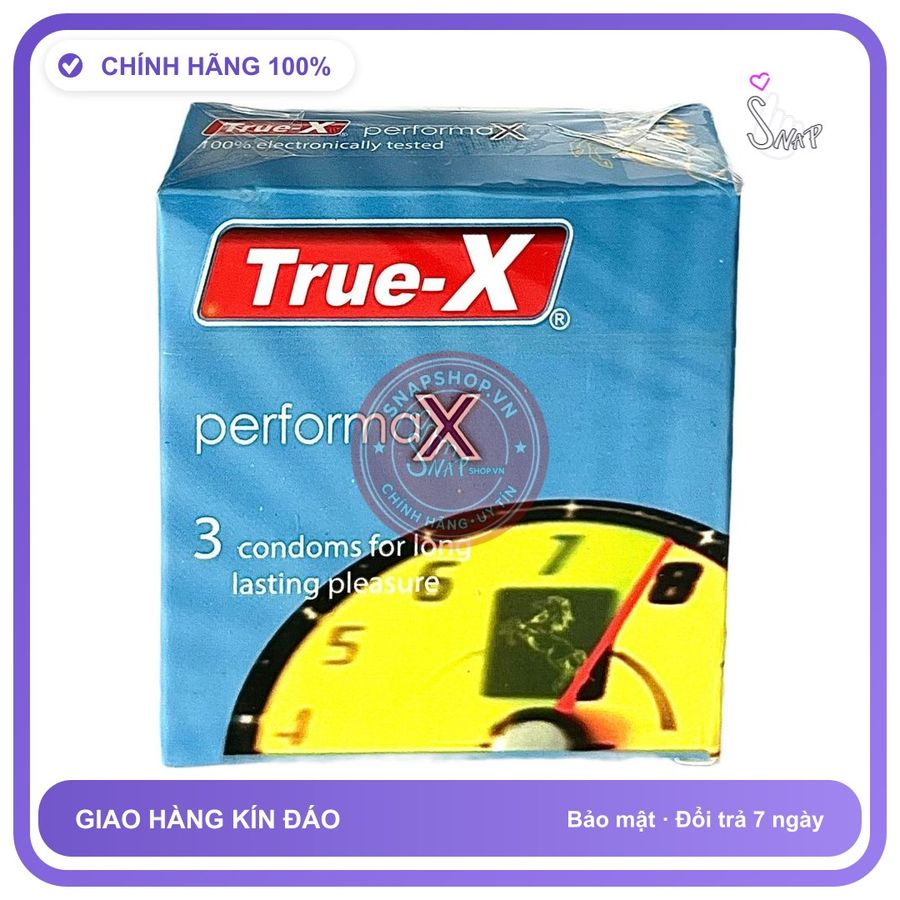 Bao Cao Su True-X Xanh Hộp 3 Cái chính hãng - ôm sát cảm giác thật, chất liệu latex an toàn, hàng nhập khẩu - giao hàng che tên kín đáo