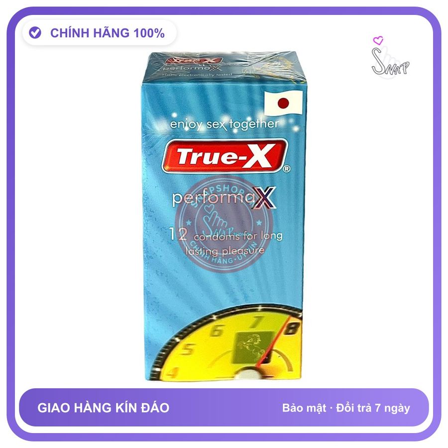 Bao Cao Su True-X Xanh Hộp 12 Cái chính hãng - ôm sát cảm giác thật, chất liệu latex an toàn, hàng nhập khẩu - giao hàng che tên kín đáo
