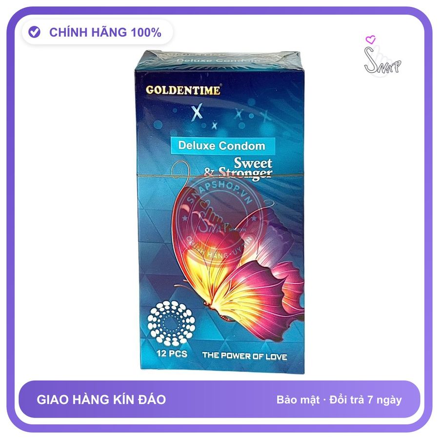 Bao Cao Su Goldentime Xanh Hộp 12 Cái chính hãng - siêu mỏng, có gai nổi, có hương thơm - giao hàng che tên kín đáo