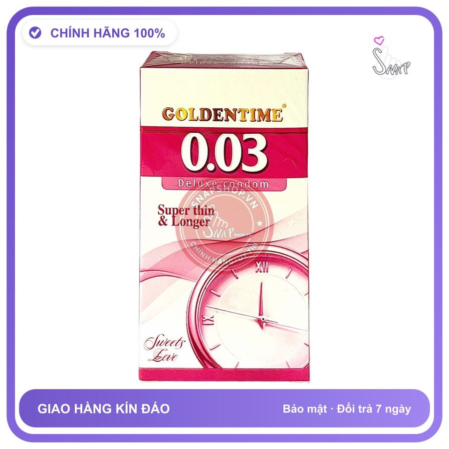 Bao Cao Su Goldentime 003 Hộp 12 Cái chính hãng - siêu mỏng, nhiều gel bôi trơn, hỗ trợ kéo dài - giao hàng che tên kín đáo