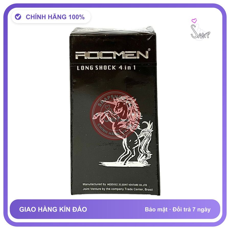 Bao Cao Su Rocmen Đen 4in1 Hộp 12 Cái chính hãng - có hương thơm, ôm sát cảm giác thật, chất liệu latex an toàn - giao hàng che tên kín đáo