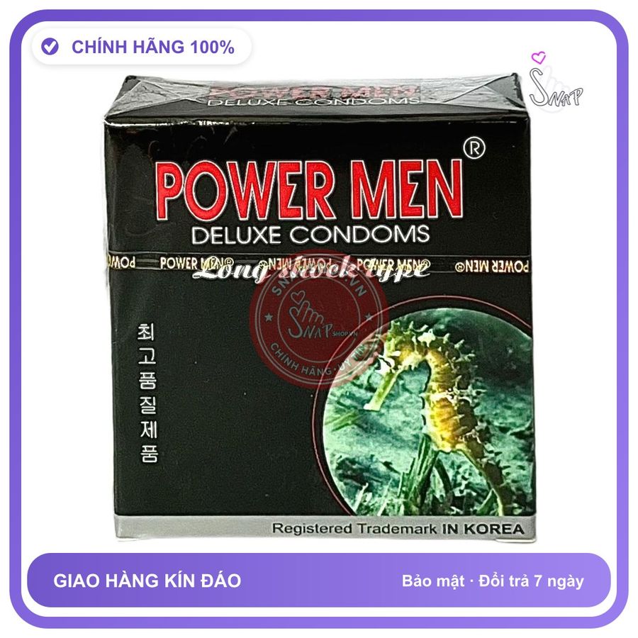 Bao Cao Su Powermen Đen Hộp 3 Cái chính hãng - siêu mỏng, có gai nổi, nhiều gel bôi trơn - giao hàng che tên kín đáo