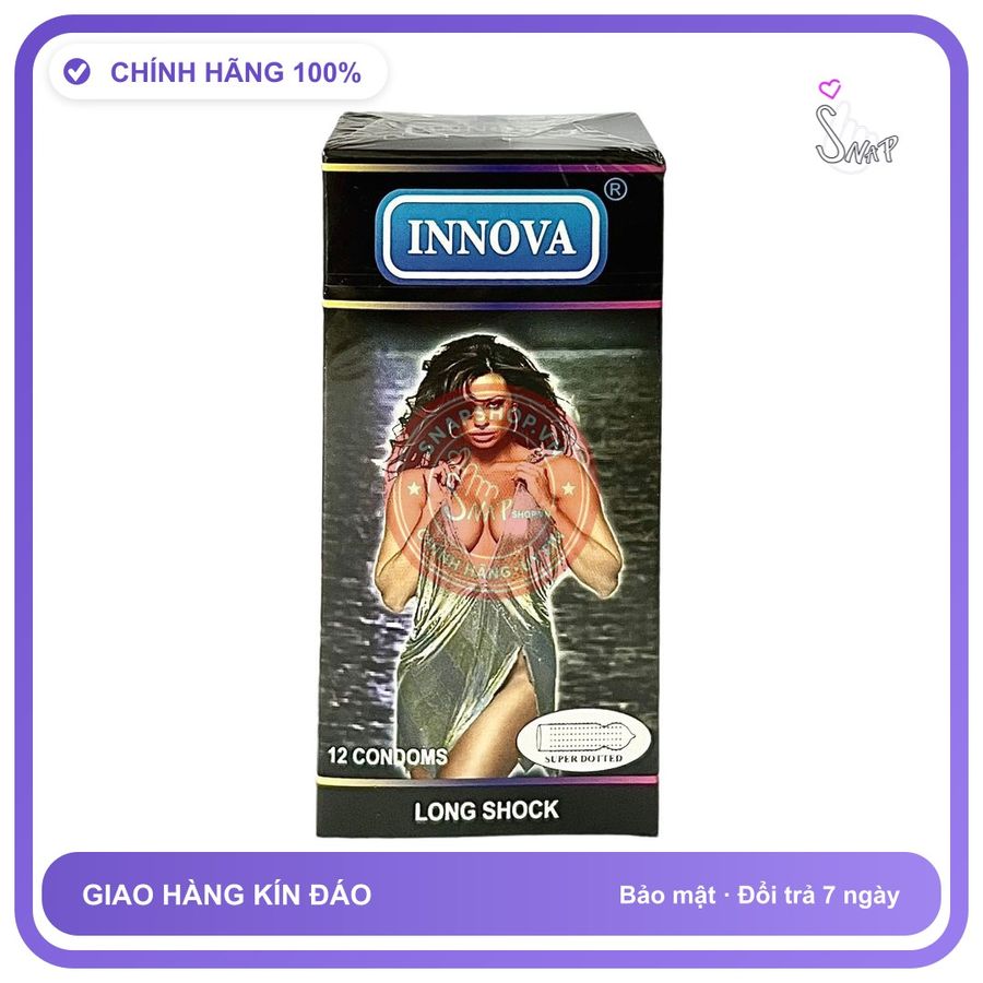 Bao Cao Su Innova Đen Hộp 12 Cái chính hãng - có gai nổi, hỗ trợ kéo dài, ôm sát cảm giác thật - giao hàng che tên kín đáo