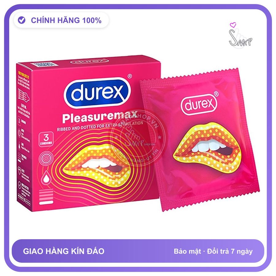 Bao Cao Su Durex Plesumax Hộp 3 Cái chính hãng - ôm sát cảm giác thật, chất liệu latex an toàn, hàng nhập khẩu - giao hàng che tên kín đáo