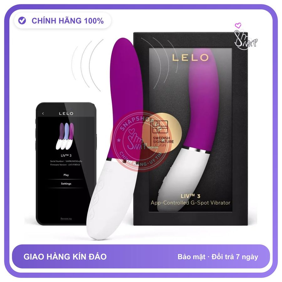 Máy Rung Điểm G LELO LIV 3 Dáng Cong chính hãng - 8 chế độ rung, sạc USB, điều khiển qua app - giao hàng che tên kín hàng có sẵn