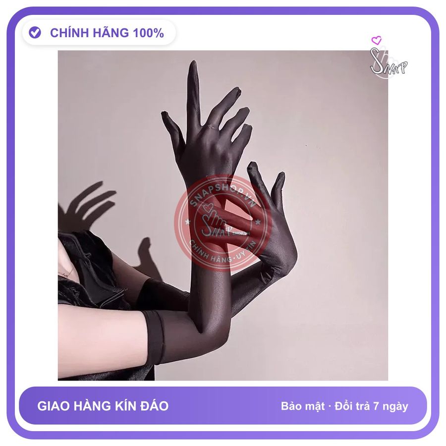 Găng Tay Lụa Bóng Siêu Mịn Quyến Rũ Bao T519 Đen Bóng chính hãng - chất lụa mát mềm, chất vải mềm mát, đường may tỉ mỉ - giao hàng che tên kín đáo