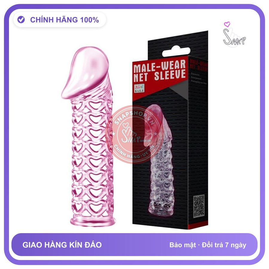 Bao Cao Su Đôn Dên Lưới Không Rung Baile Male-Wear Net Sleeve chính hãng - ôm sát cảm giác thật, chất liệu latex an toàn, hàng nhập khẩu - giao hàng che tên kín đáo