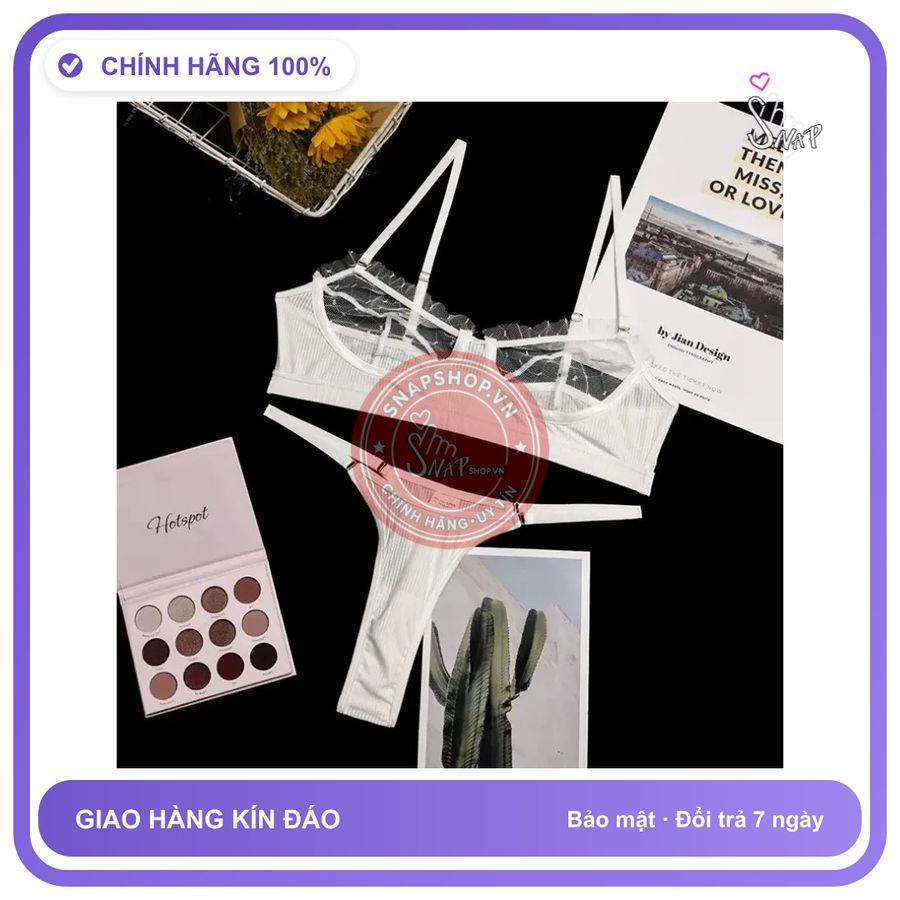 Bộ Đồ Lót Ren Bèo Chấm Bi Cực Xinh T337 Trắng chính hãng - phối ren, co giãn thoải mái, freesize - giao hàng che tên kín đáo