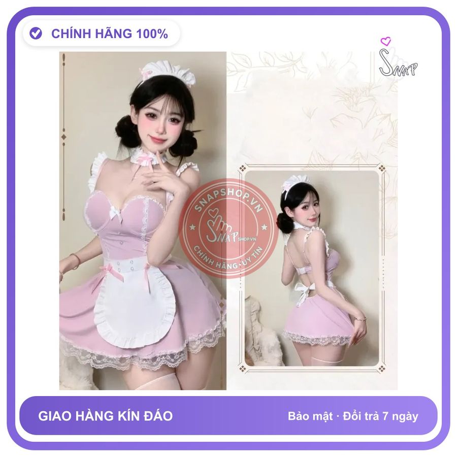 Váy Ngủ Cosplay Hầu Gái Maid Cao Cấp Có N579 Hồng chính hãng - co giãn thoải mái, freesize, set đầy đủ phụ kiện - giao hàng che tên kín đáo