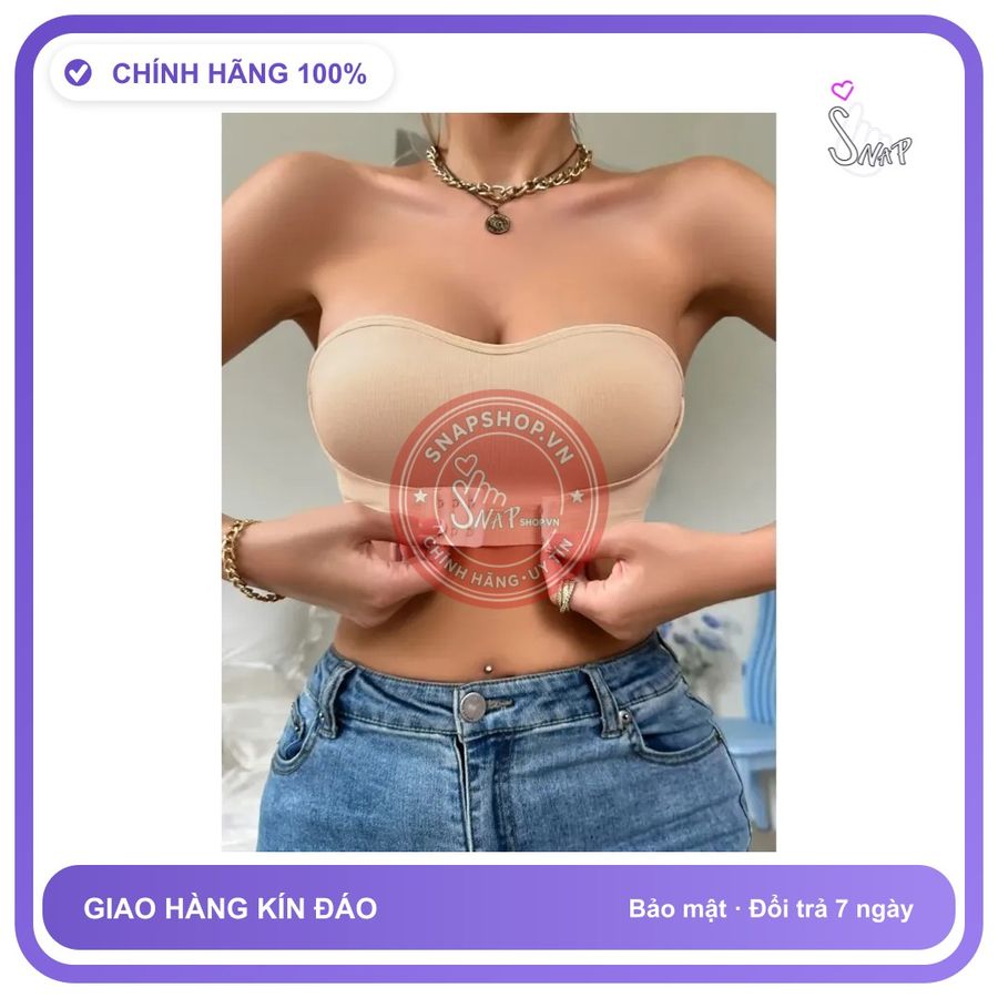 Áo Ngực Nữ Không Dây Chống Tuột Cotton Gân T367 Nude chính hãng - phối ren, co giãn thoải mái, chất vải mềm mát - giao hàng che tên kín đáo