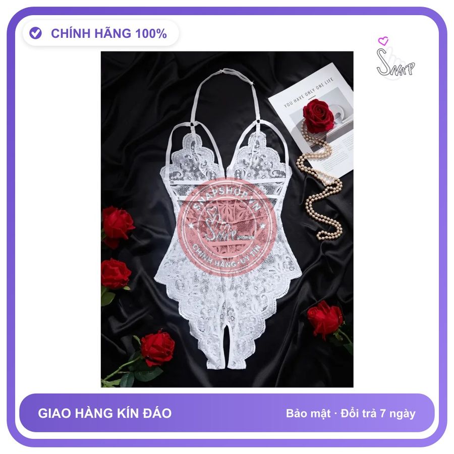 Bodysuits Đồ Lót Liền Thân Xẻ Đáy Ren Hoa N906 Trắng chính hãng - phối ren, co giãn thoải mái, freesize - giao hàng che tên kín đáo