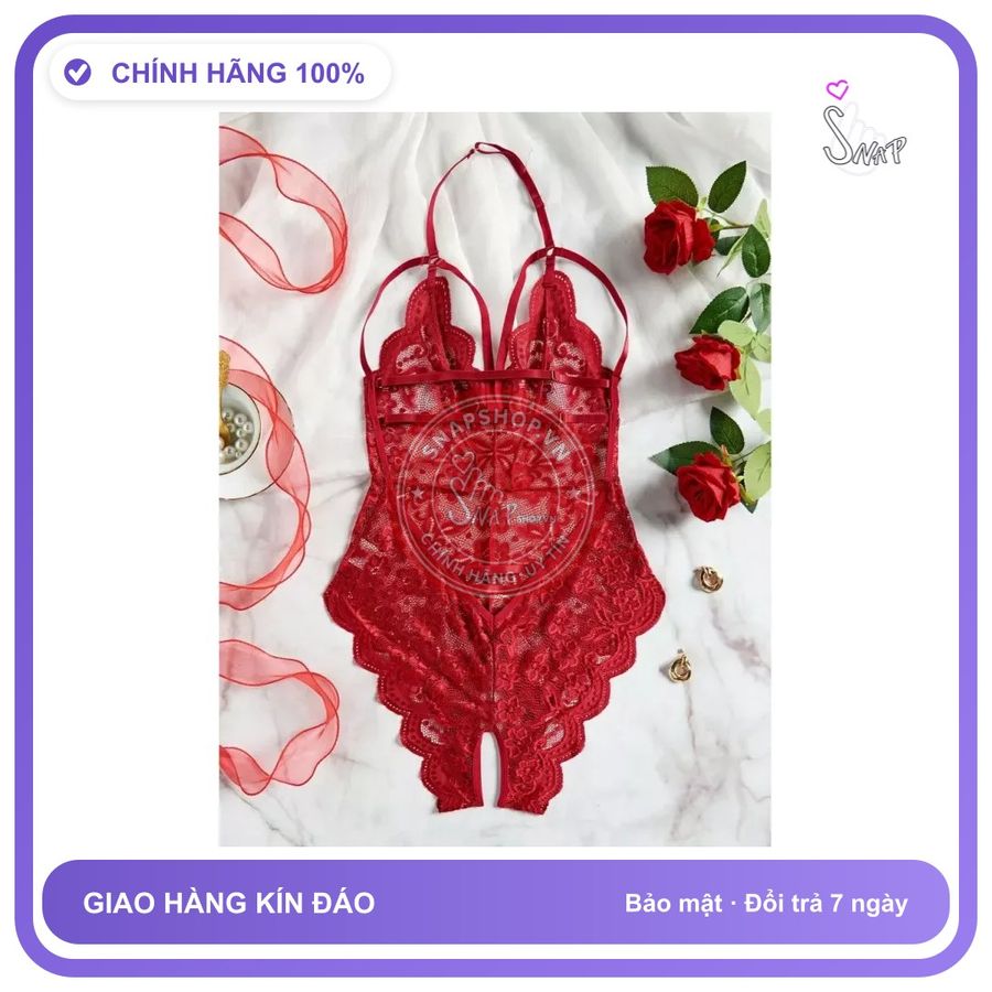 Bodysuits Đồ Lót Liền Thân Xẻ Đáy Ren Hoa N906 Đỏ chính hãng - phối ren, freesize, chất vải mềm mát - giao hàng che tên kín đáo