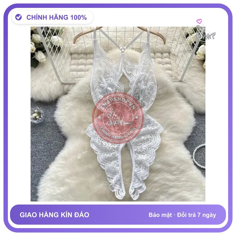 Bodysuit Ren Hoa Xẻ Ngực Sexy Gợi Cảm Đồ N940 Trắng chính hãng - phối ren, co giãn thoải mái, freesize - giao hàng che tên kín đáo