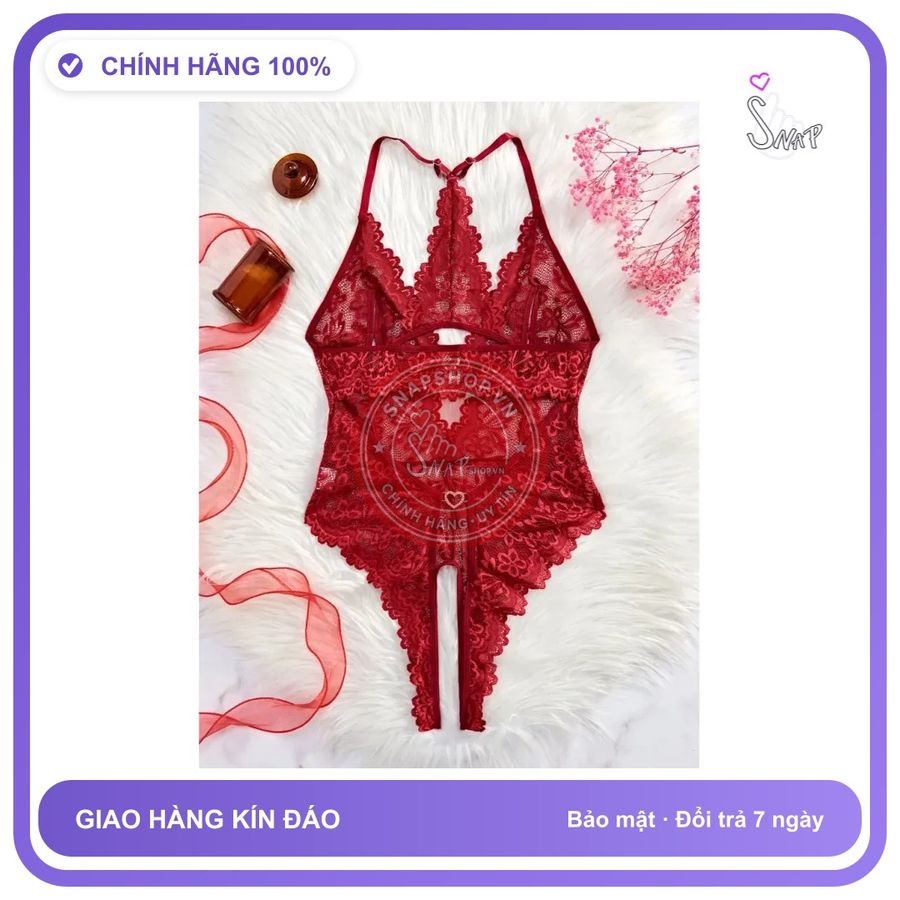 Bodysuit Ren Hoa Xẻ Ngực Sexy Gợi Cảm Đồ N940 Đỏ chính hãng - phối ren, co giãn thoải mái, freesize - giao hàng che tên kín đáo