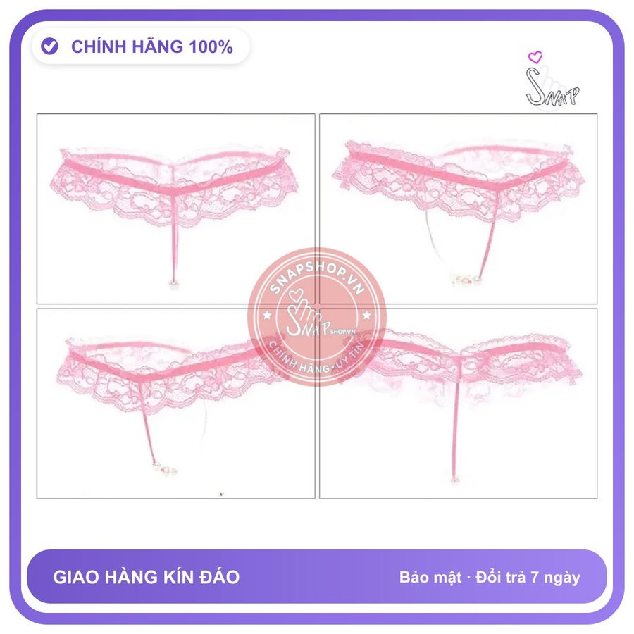 Quần Lót Lọt Khe Dây Đính Hạt Đen Đỏ T301 Hồng chính hãng - phối ren, co giãn thoải mái, freesize - giao hàng che tên kín đáo