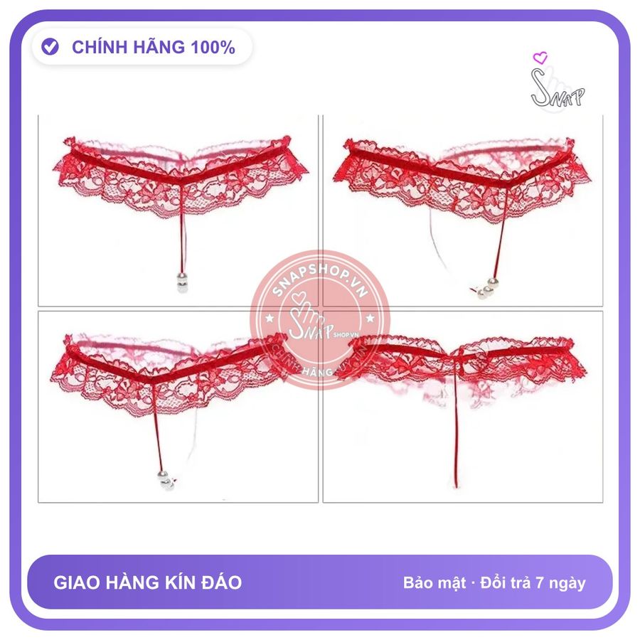 Quần Lót Lọt Khe Dây Đính Hạt Đen Đỏ T301 Đỏ chính hãng - phối ren, co giãn thoải mái, freesize - giao hàng che tên kín đáo