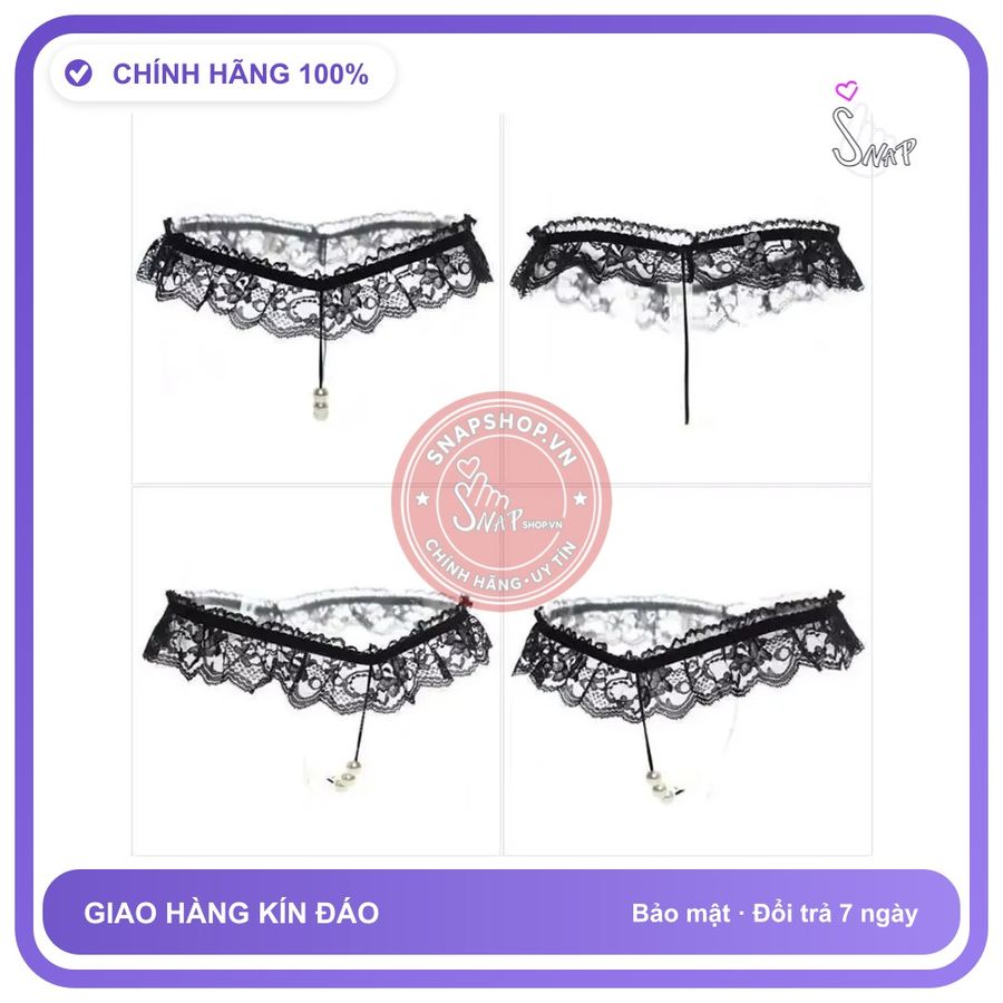 Quần Lót Lọt Khe Dây Đính Hạt Đen Đỏ T301 Đen chính hãng - phối ren, co giãn thoải mái, freesize - giao hàng che tên kín đáo