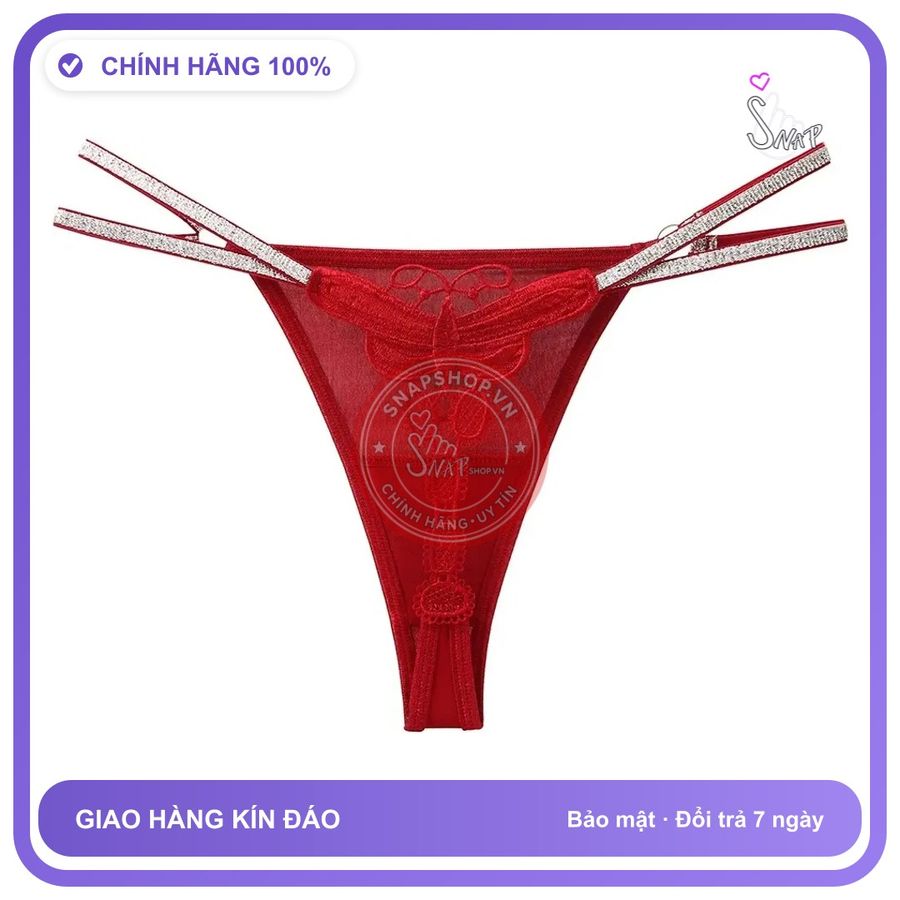 Quần Lót Lọt Khe Sexy Họa Tiết Bướm Gợi T359 Đỏ chính hãng - phối ren, co giãn thoải mái, freesize - giao hàng che tên kín đáo
