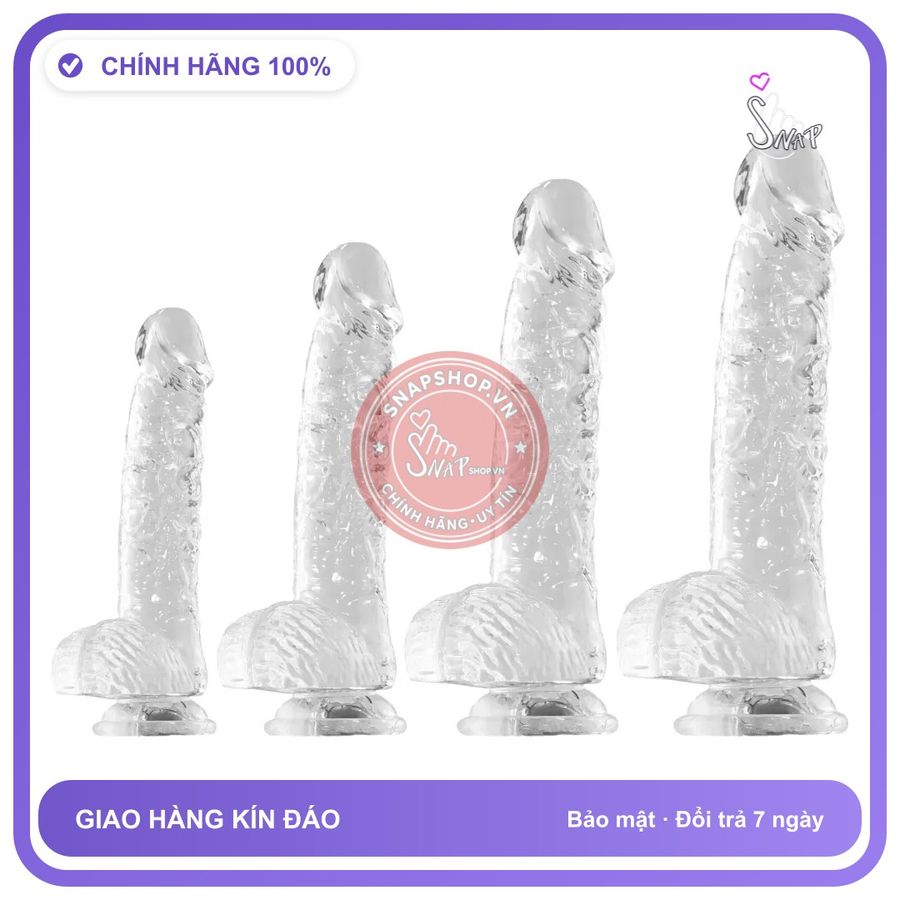 Dương Vật Giả Trong Suốt/Đen/Da Người Không Rung Nhỏ chính hãng - sạc USB, chất liệu an toàn cho da, dễ vệ sinh - giao hàng che tên kín đáo