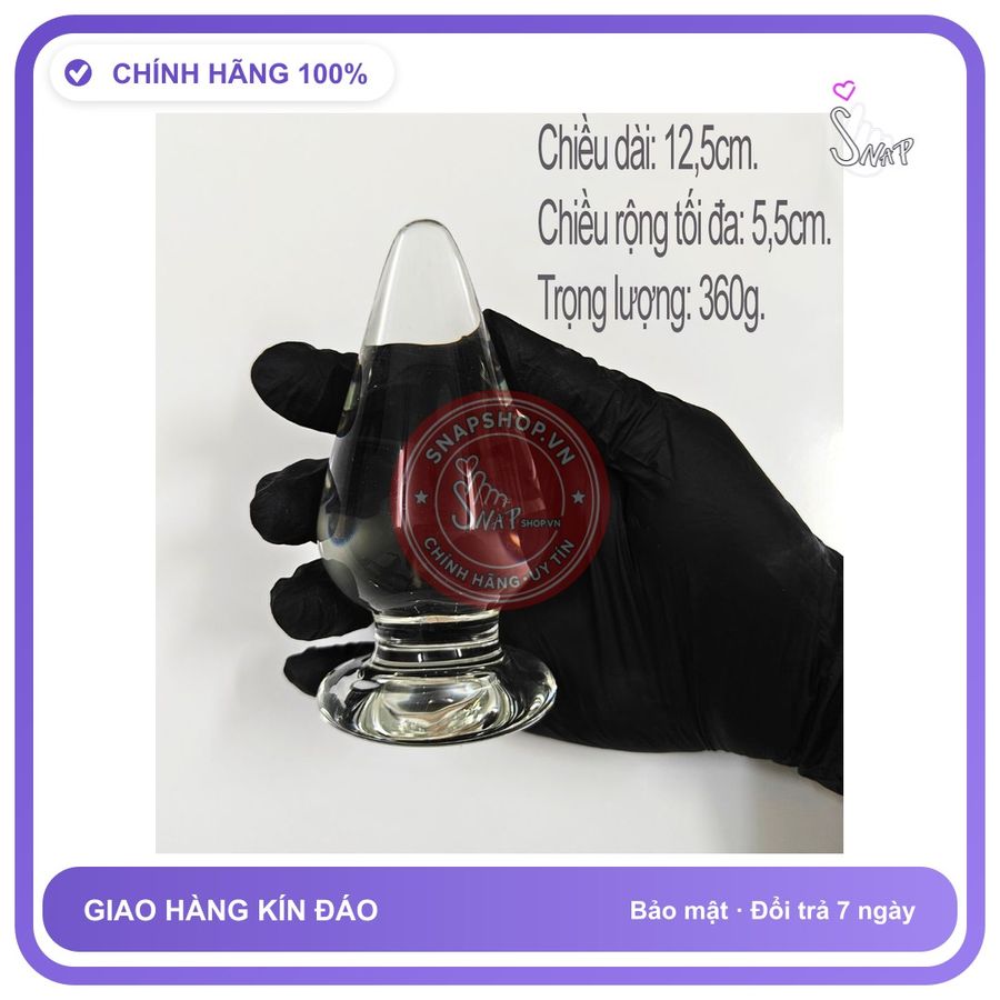 Plug Thủy Tinh Trong Suốt Size Lớn Mẫu 2 chính hãng - sạc USB, chất liệu an toàn cho da, dễ vệ sinh - giao hàng che tên kín đáo