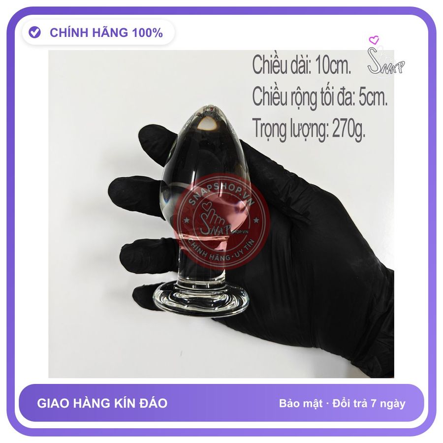 Plug Thủy Tinh Trong Suốt Size Lớn Mẫu 3 chính hãng - sạc USB, chất liệu an toàn cho da, dễ vệ sinh - giao hàng che tên kín đáo