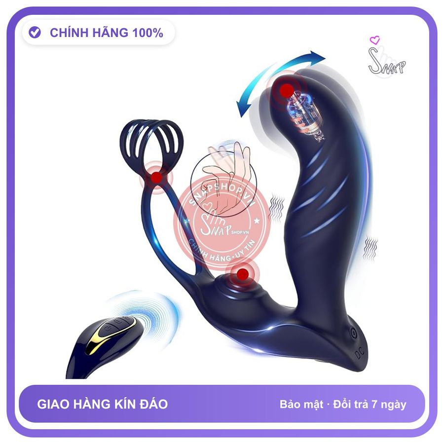 Plug Rung Ngoáy Điểm G Có Vòng Đeo Dương Vật chính hãng - sạc USB, silicone cao cấp, chất liệu an toàn cho da - giao hàng che tên kín đáo