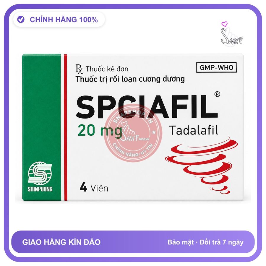 Thuốc Cường Dương SPCiafil 20mg 4 Viên chính hãng - chất liệu an toàn cho da, dễ vệ sinh, êm ái khi dùng - giao hàng che tên kín đáo