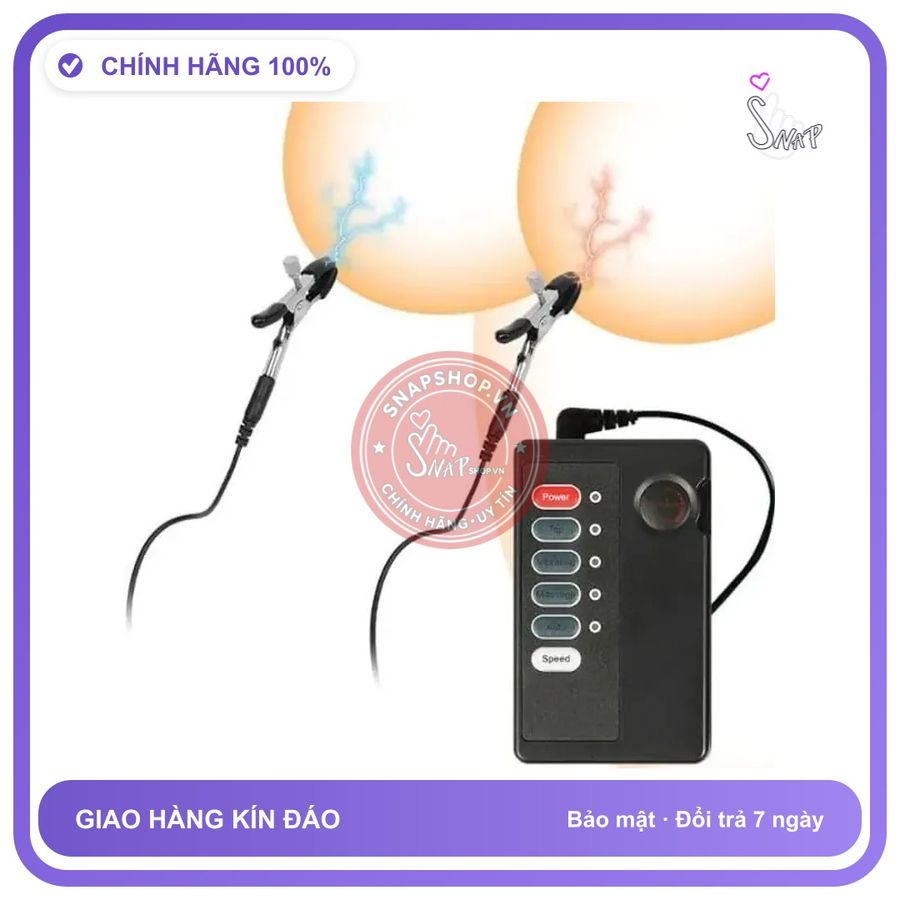 Kẹp Núm Vú SM Kích Thích Xung Điện Bùng chính hãng - silicone mềm mại, chất liệu an toàn cho da, dễ vệ sinh - giao hàng che tên kín đáo