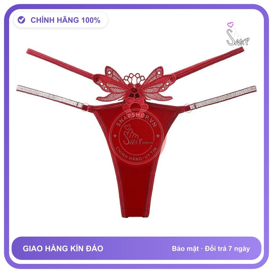 Quần Lót Lọt Khe Sexy Thêu Hoa Bướm Quyến T361 Đỏ chính hãng - phối ren, co giãn thoải mái, freesize - giao hàng che tên kín đáo