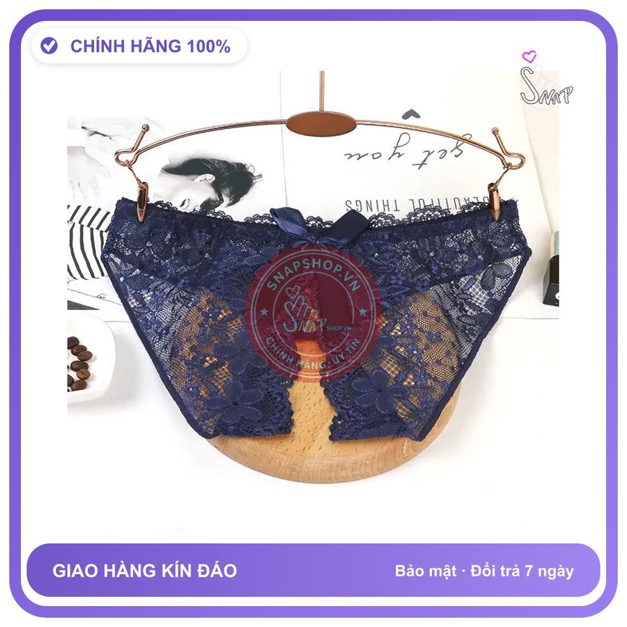 Quần Lót Sexy Ren Hoa Xẻ Đáy Gợi Cảm T306 Xanh Dương chính hãng - phối ren, co giãn thoải mái, freesize - giao hàng che tên kín đáo