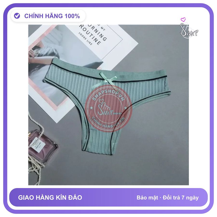 Quần Lót Nữ Thun Gân Cotton Đính Nơ Mềm T321 Xanh Mạ chính hãng - co giãn thoải mái, freesize, chất vải mềm mát - giao hàng che tên kín đáo