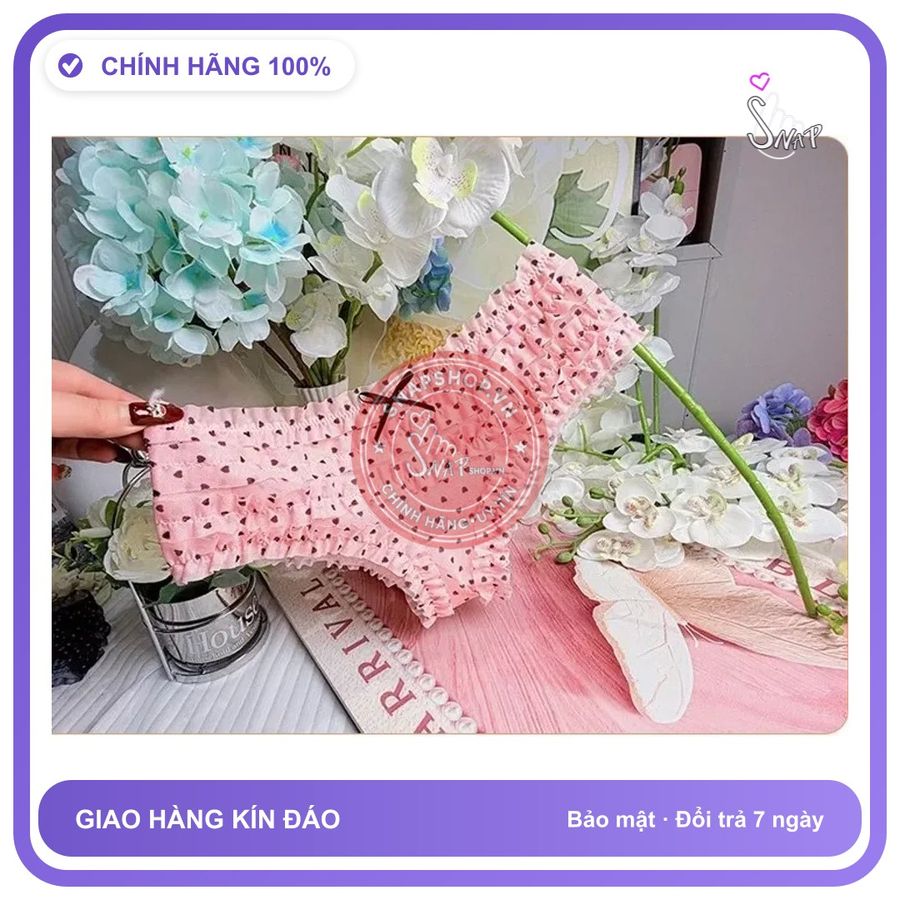 Quần Lót Lưng Thun Nhún Bèo Cạp Cao Đáng T303 Hồng Tim chính hãng - chất lụa mát mềm, phối ren, co giãn thoải mái - giao hàng che tên kín đáo