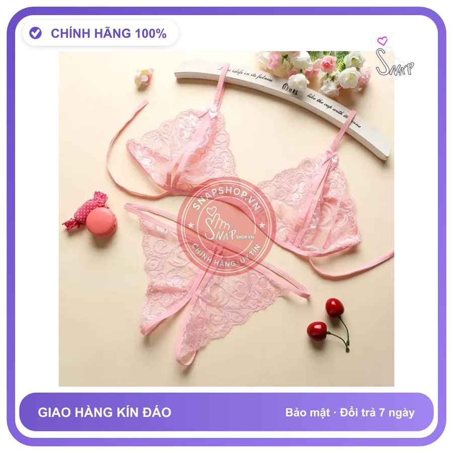 Đồ Lót Sexy 2 Mảnh Ren Quần Lót Lọt T310 Hồng chính hãng - phối ren, co giãn thoải mái, freesize - giao hàng che tên kín đáo