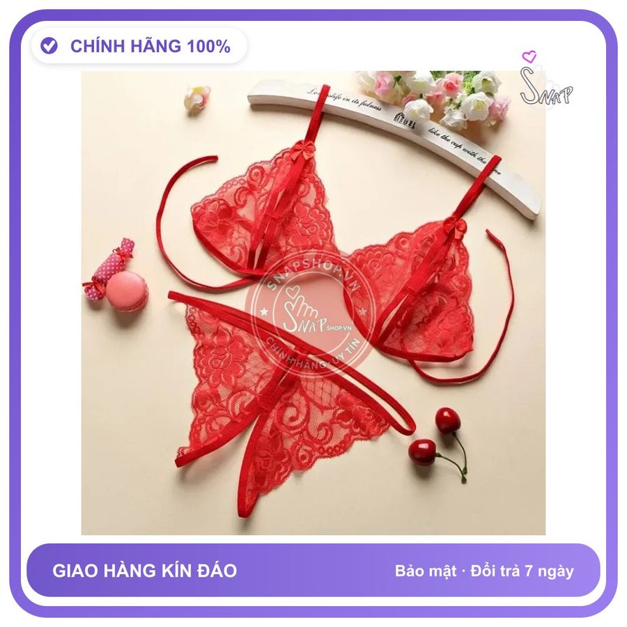Đồ Lót Sexy 2 Mảnh Ren Quần Lót Lọt T310 Đỏ chính hãng - phối ren, co giãn thoải mái, freesize - giao hàng che tên kín đáo
