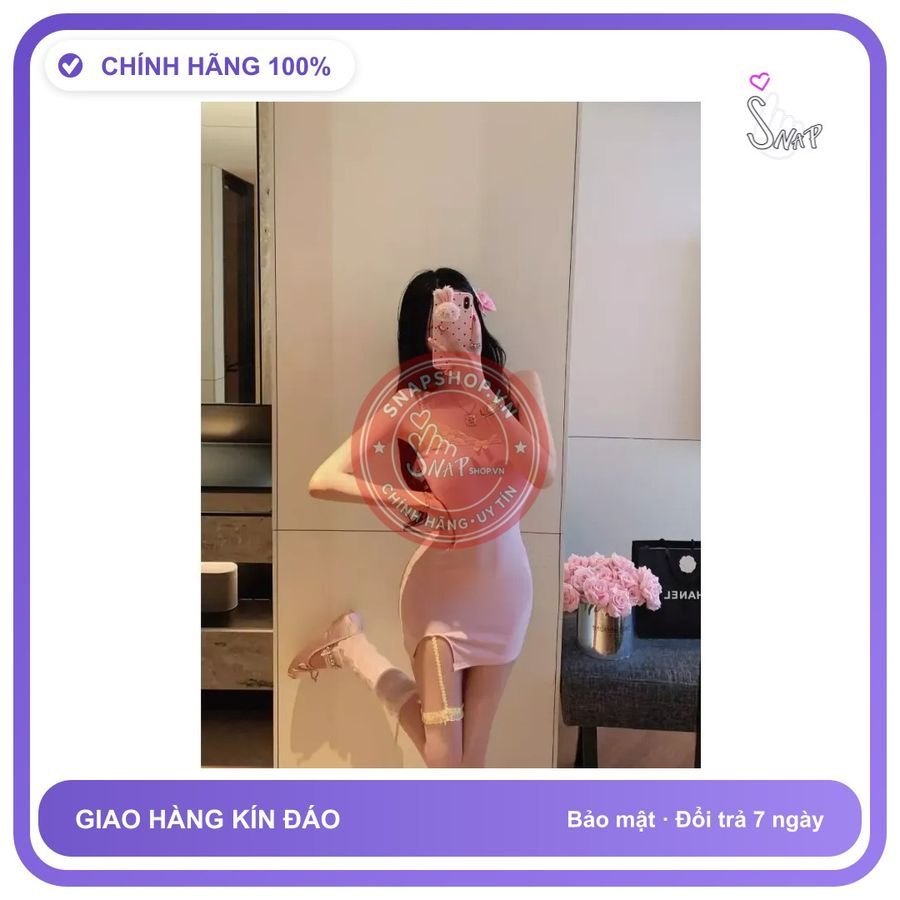 Váy Ngủ Sexy Ôm Body Tôn Dáng Phối Ren N163 Hồng chính hãng - co giãn thoải mái, freesize, chất vải mềm mát - giao hàng che tên kín đáo