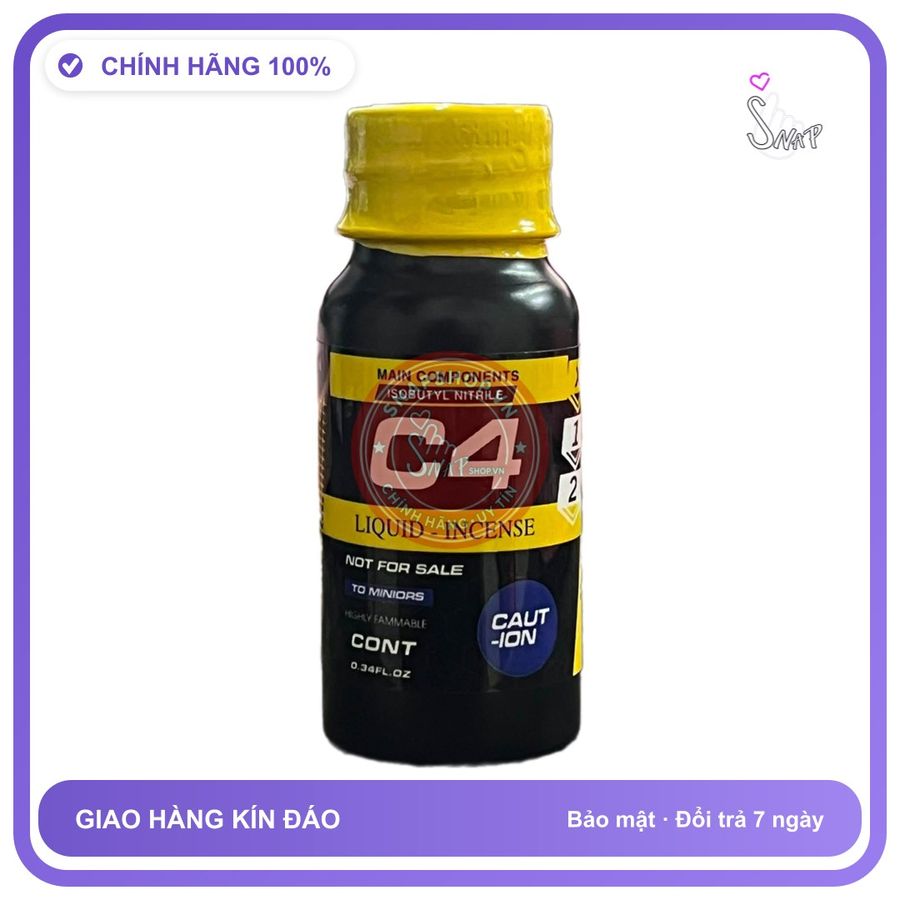 Popper Khô C4 Vàng Chai Nhôm 60g chính hãng - chai 3ml, hương dịu không nồng, hàng chuẩn nhập khẩu - giao hàng che tên kín đáo