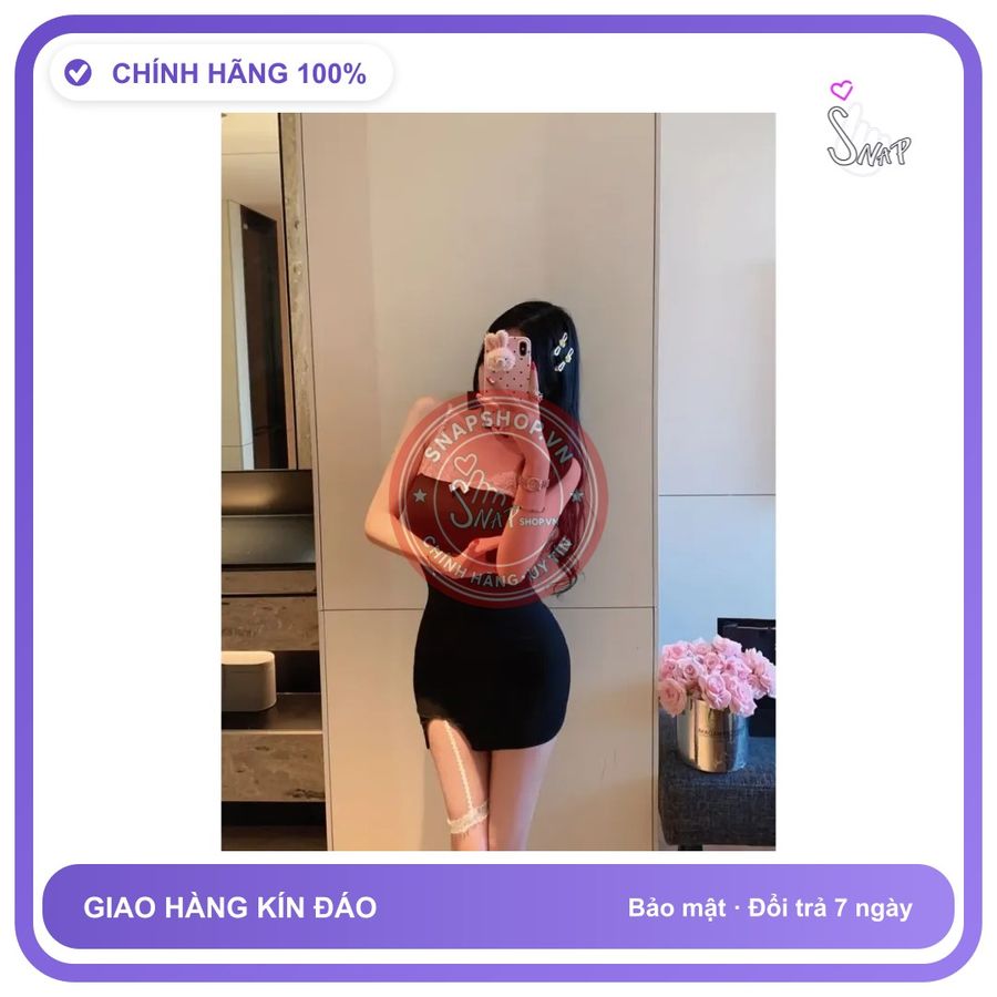 Váy Ngủ Sexy Ôm Body Tôn Dáng Phối Ren N163 Đen chính hãng - co giãn thoải mái, freesize, chất vải mềm mát - giao hàng che tên kín đáo