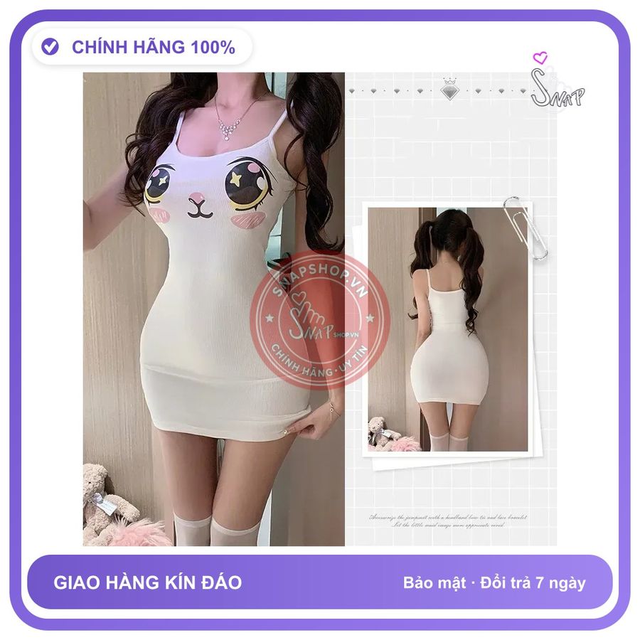 Váy Ngủ Body Hoạ Tiết Hoạt Hình Anime Đáng N287 Trắng chính hãng - co giãn thoải mái, freesize, chất vải mềm mát - giao hàng che tên kín đáo