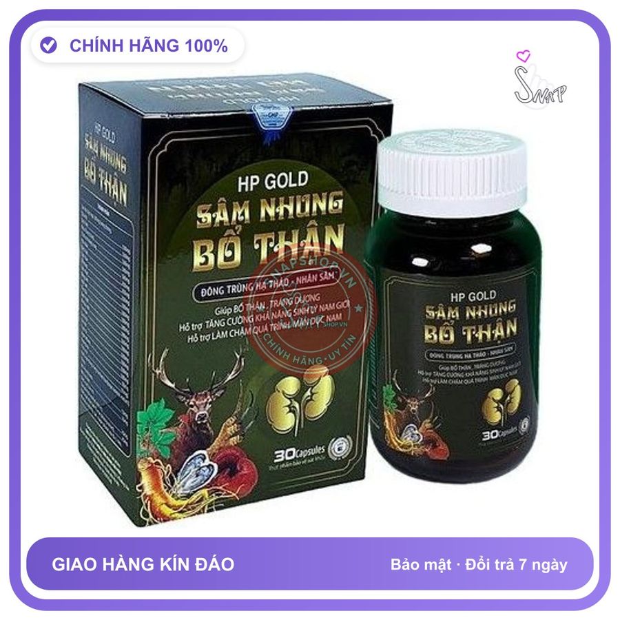 Hỗ trợ tăng cường khả năng sinh lý nam giới HP GOLD Sâm Nhung Bổ Thận hộp 2 lọ x 30 viên