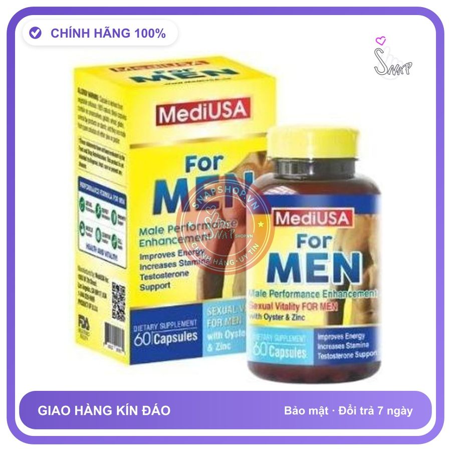 Tăng cường sinh lý nam MediUSA For MEN hộp 1 lọ 30 viên