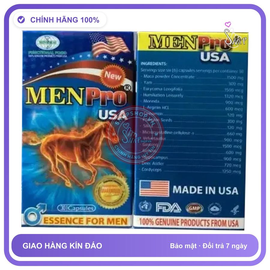 Viên uống tăng cường sinh lý, bồi bổ sức khỏe nam giới Men Pro USA hộp 30 viên