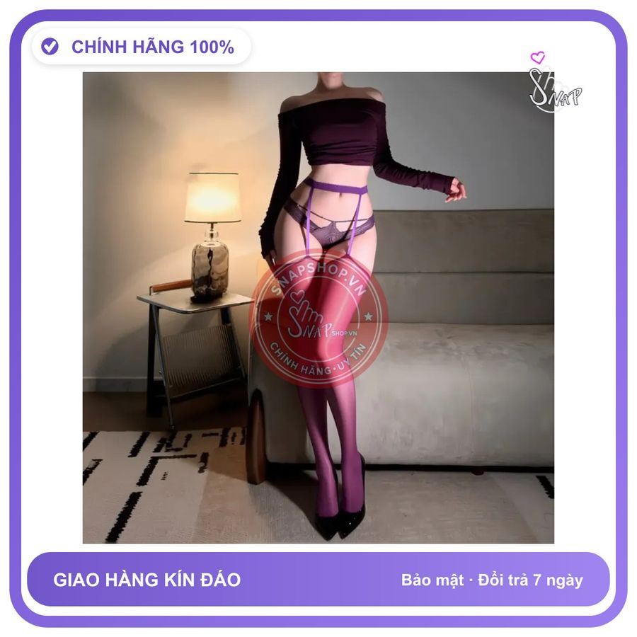 Garters Đùi Liền Tất Bóng Dầu Chống Trầy Xước T822 Tím chính hãng - chất lụa mát mềm, chất vải mềm mát, đường may tỉ mỉ - giao hàng che tên kín đáo